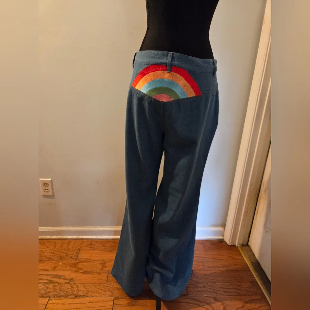Women’s Blue Jeans with Rainbow Back Detail - Picture 1 of 9